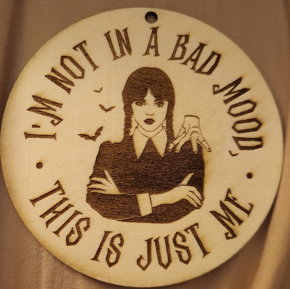 Laser Engraved Wednesday Ornament – Dark Humor Christmas Decor